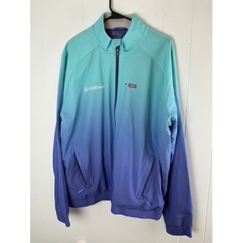 FIGS Technical Collection Mens Large Ombre Full Zip Jacket Teal Purple Guardant